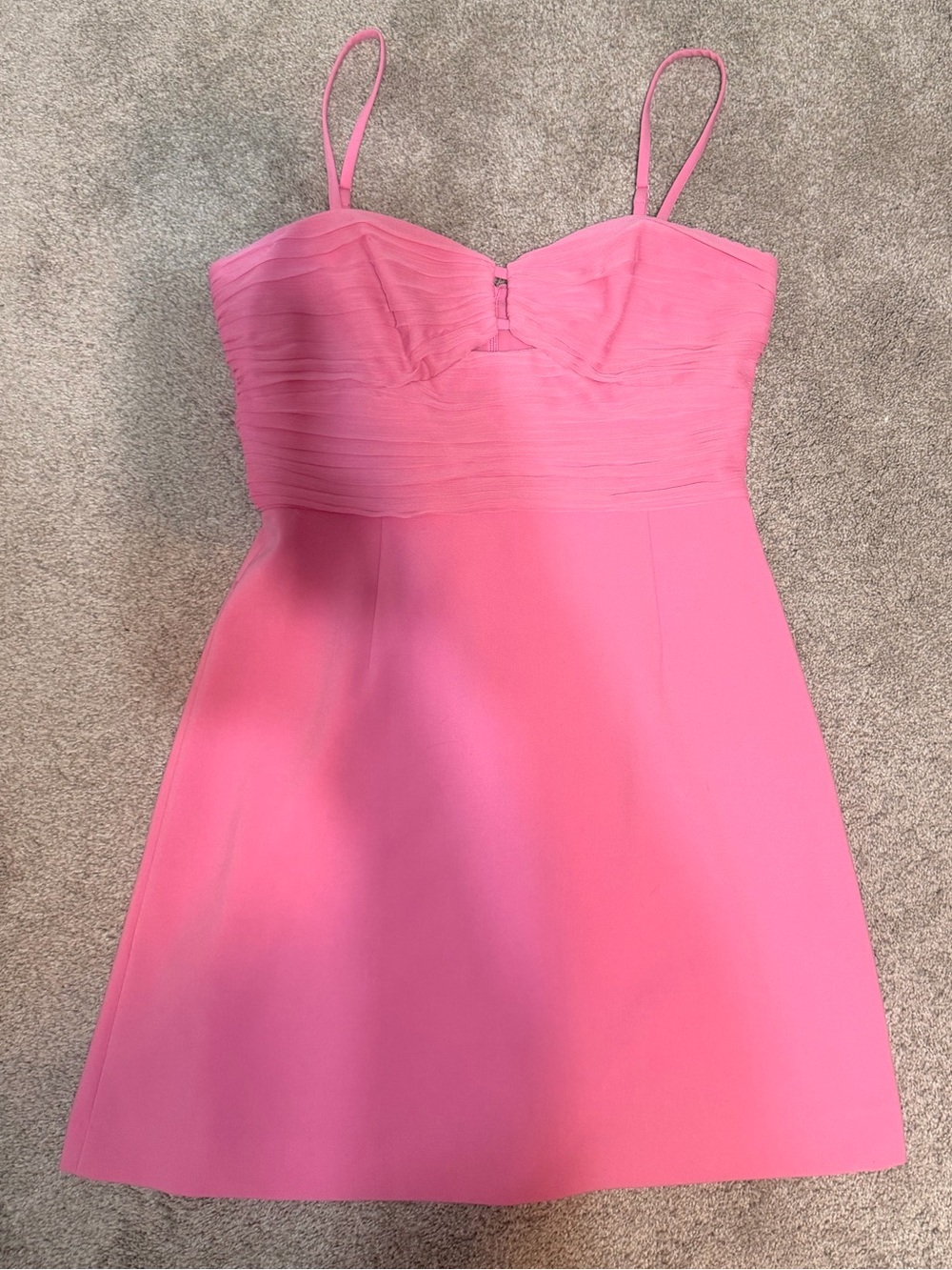 French Connection Hot Pink Mini Dress | Ruched Bodice | Size 6 | Worn Once